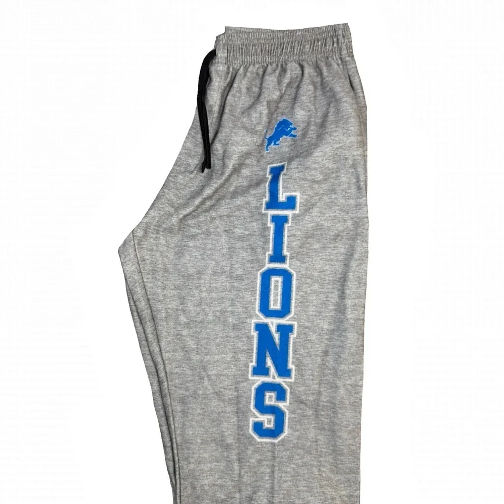 Detroit Lions NFL Team Sweatpants Mens Large Gray‎ Soft Fleece Lounge Jogger